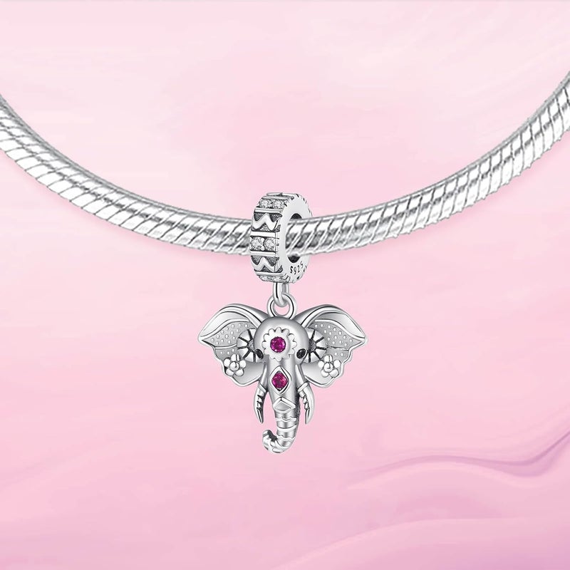 VALGACLS 925 Sterling Silver Family Love Mom Mouse Heart Charms for Bracelets Necklace Valentine's Day Mother's Day Jewelry Charm for Women - Image 1